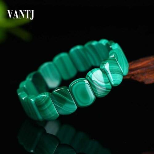 VANTJ Natural Malachite Bracelets Bangle Crystal Fine Jewelry For Choose Lucky Amulet Prayer Woman Lady Party Gift