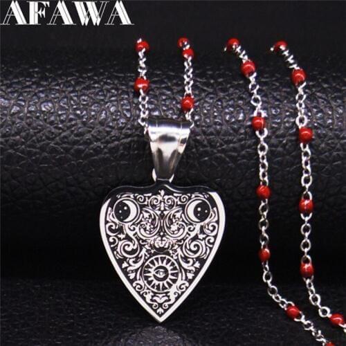 Ouija Stainless Steel Necklace Pendant Women Red Chain Necklaces Jewelry collares de mujer joyeria acero inoxidable N3770S03