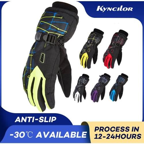 Winter -30 Warm Female Skiing Glove Waterproof Windproof Thicken Fleece Mens Gloves Mittens for Cycling Tactical Luva gants fem