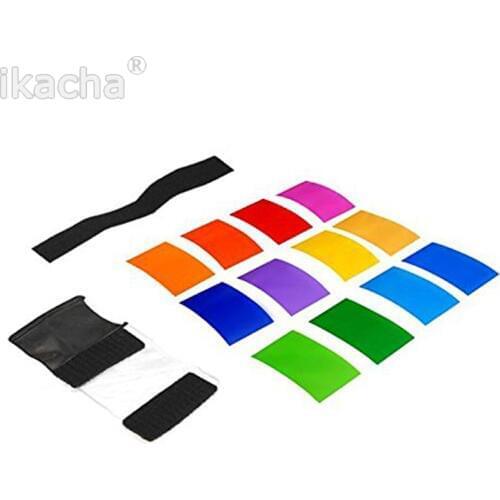 12 Colors Gel Filter Flash Diffuser Soft Box Studio Lighting Filter for Canon Nikon Sony All Camera