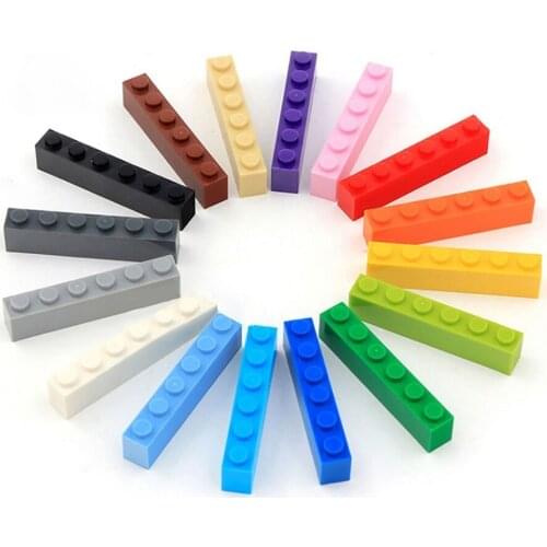 40pcs DIY Building Blocks Figures Thick Bricks 1x6 Dots Educational Creative Size Compatible With lego Plastic Toys for Children
