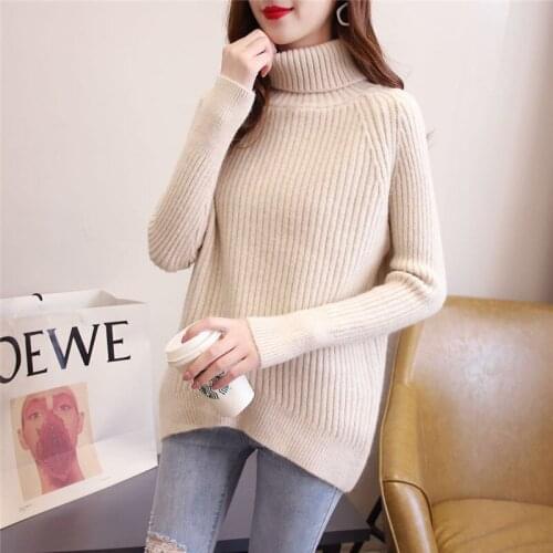 2020 Autumn Winter Casual Jumper Loose Sweaters Oversized Turtleneck Women Long Sleeve Pullover Fashionable Simple Comfortable