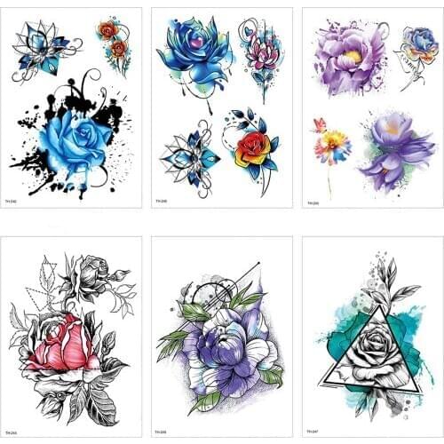 21 x 15 cm eco friendly waterproof flower arm tattoo sticker goddess sexy arm chest cover scar sticker