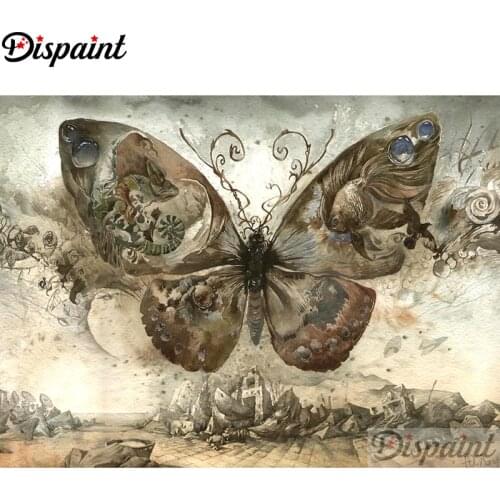 Dispaint Full Square/Round Drill 5D DIY Diamond Painting "Butterfly landscape" Embroidery Cross Stitch 5D Home Decor A10985