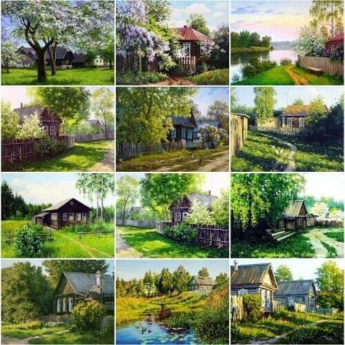 EverShine Diamond Embroidery Landscape Full Square 5D Diamond Painting House Cross Stitch Mosaic Rhinestones Beaded Handicraft