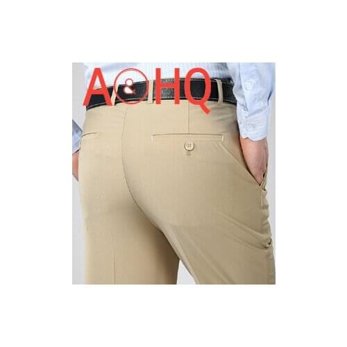 Suit Pants Mens Silk Dress Pants High Quality Straight Long Trousers Mens Suit Pants Anti wrinkle 44 42 40 Business Dress Pants