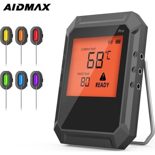 AidMax PRO02 Smart Bluetooth Controlled Digital Food Thermometer Up To 6 Probes With Accurate Reading For Diversified Cooking