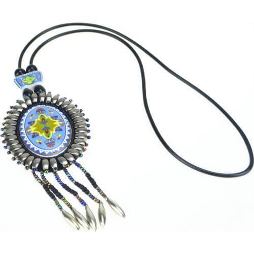 Handmade long big Pendant necklace & Ethnic style necklace &2017 new arrived fashion geometric statement necklace