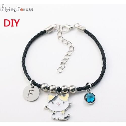 Dropshipping DIY Twelve months lucky stone Charm Letter Bracelet For Women letter Word Bracelets Jewelry cat Pendants Best gifts