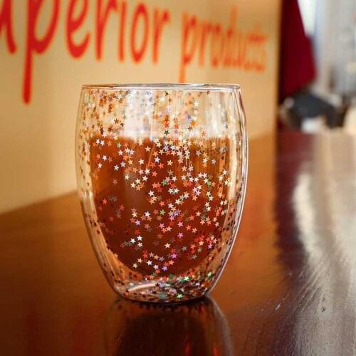 Colorful Sequins, Starry Sky, Double Glass, Insulated Coffee Cup, Egg Shaped Cup, Various Sizes, Water Cup, Juice Cup, Milk Cup