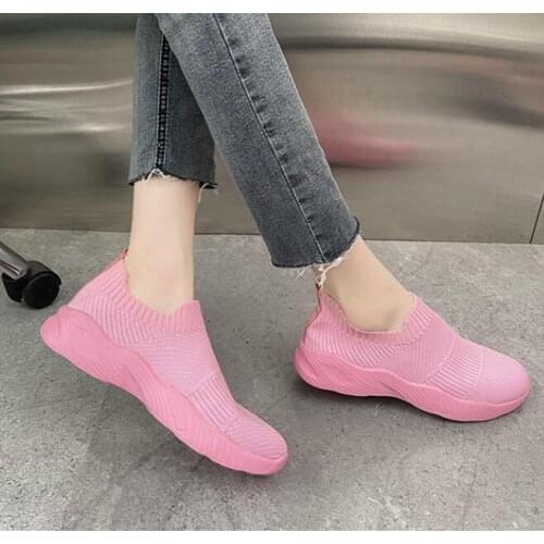 White Shoes 2021 Breathable Mesh Sports Shoes Women Size 43 Platform Sneakers Light Women Flat Casual Shoes Zapatillas Mujer