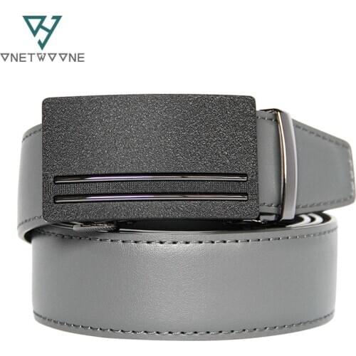 New Arrivals Men 100% Genuine Leather Belt Cowhide Cowboy Belt Straps With Alloy Automatic Buckle Gray Color Leather Straps