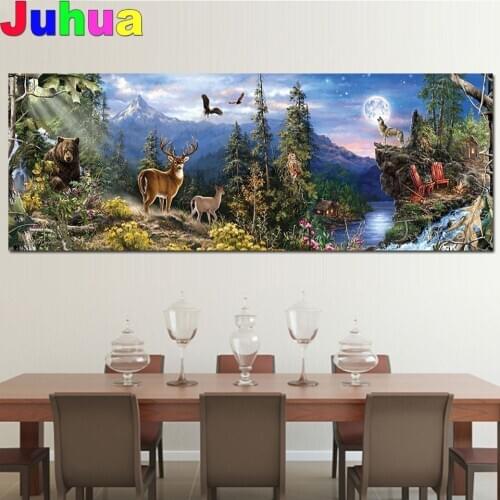 Full Square/Round Drill Diy Diamond Painting Deer Wolf Bear Moon Animas Life Large Size 5d Embroidery Mosaic Cross Stitch Kits