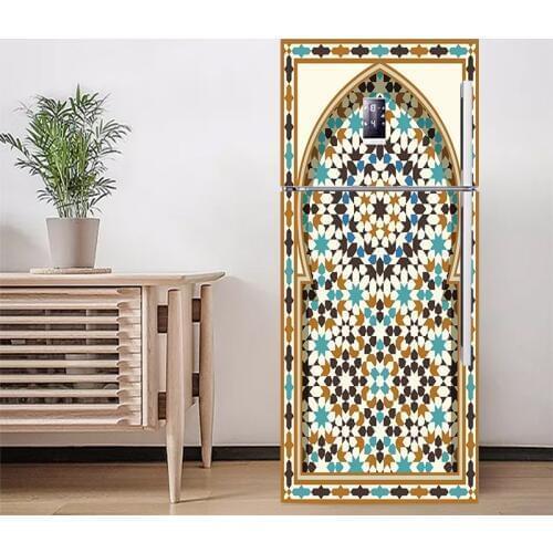 60x150cm/60x180cm Islam Pattern Fridge Sticker PVC Refrigerator Door Kitchen Self-adhesive Wall Stickers Decor