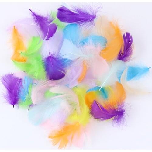 5-8 CM Small Fluffy Goose Feathers Dyed Colorful Swan Plume For Diy Carnival Party Decoration Craft Accessories 100 PCS