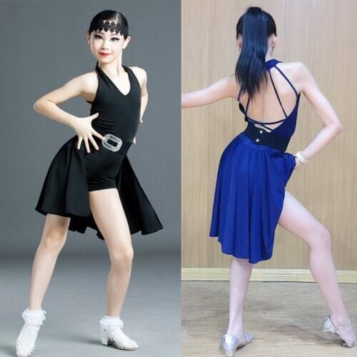 2020 New Children Latin Dance Dress Professional Competition Performance Gymnastic Training Wear Backless Dance Costumes Girls