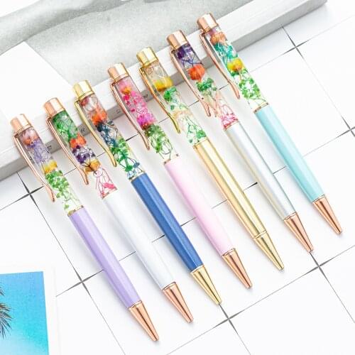 New Eternal Life Flower Oil Pen Metal Ballpoint Pen 1.0mm Black ink Pens For Gifts School Office Writting Supplies Stationery
