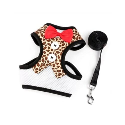 New Small Dog Evening Dress Bowknot Waistcoat Harness Leashes Set Walking Dog Pet Supplies