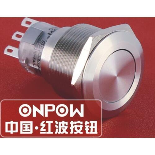 ONPOW 22mm IP67 Waterproof CE Approval 1NO1NC Momentary Stainless Steel Metal Push Button Switch (GQ22-A-11/S)