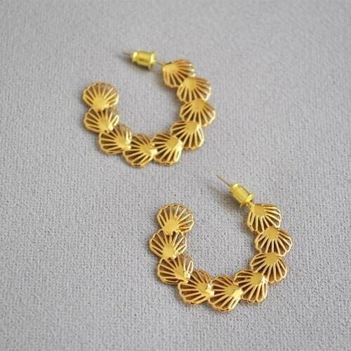 Original Shell Shape Earrings for Women Gold Plated Pendant Dangle Earring Female Bohemian Beach Woman Jewelry