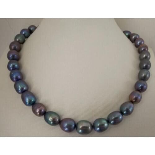 Jewelry Pearl Necklace stunning 7-8mm tahitian peacock green baroque pearl necklace 50" Free Shipping