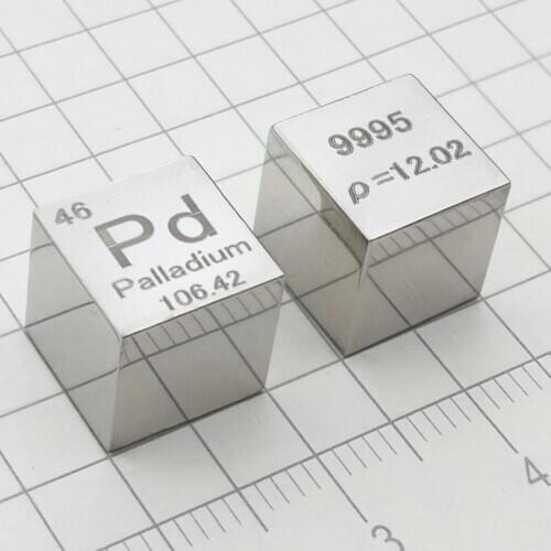 Palladium Pd Metal 10mm Density Cube 99.95% Pure For Element Collection