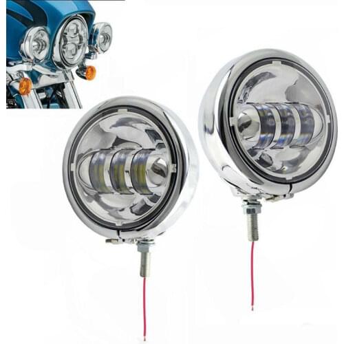 Pair 4-1/2" 4.5"Inch Motorcycle LED Fog Auxiliary Light for Motor LED Headlight with 4.5inch Fog Light Bucket Bracket