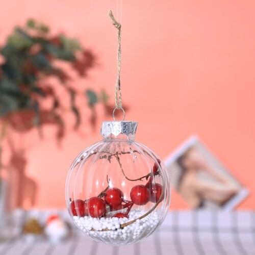 Christmas Tree Pendant Hanging Decorations Ball Transparent Romantic Design Plastic Christmas Tree Decoration Ball Pendant