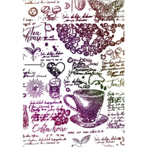11*16CMCoffee Text Backgroun Transparent Clear Stamps / Silicone Seals Roller Stamp For DIY Scrapbooking Photo Album/Card Making