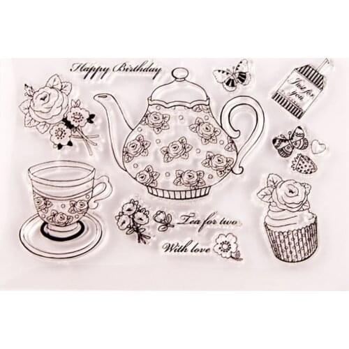 Cup Cake Flower Transparent Clear Silicone Stamp Seal DIY Scrapbooking Rubber Hand Account Photo Album Diary Decorate Reusable