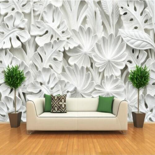 Leaf pattern plaster relief murals 3D wallpaper for walls living room TV backdrop bedroom wall painting 3D wallpaper decoration