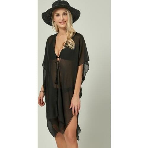 Self-Tasseled Black Pareo Swimsuit for women Style womens swimwear 2021 Dress Sexy Summer dress Black