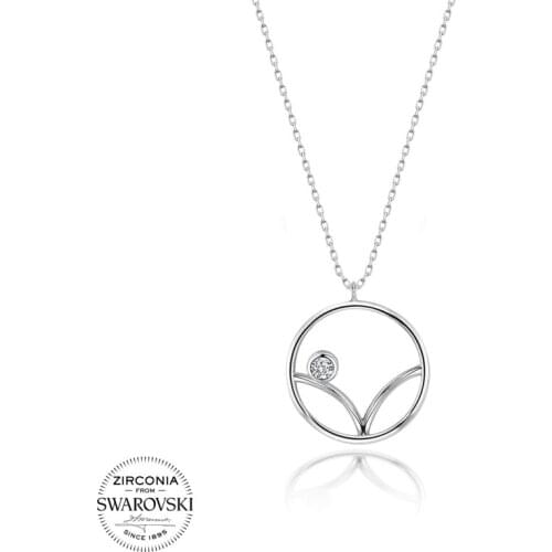 Silver 925 Sterling Swarovski Zirconia Gemstone Necklace