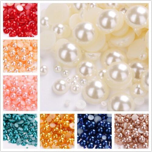 Mixed 3mm 4mm 5mm 6mm 8mm 10mm 1000pcs Acrylic Beads Pearl Imitation Half Round Flatback For Jewelry Making DIY Accessories