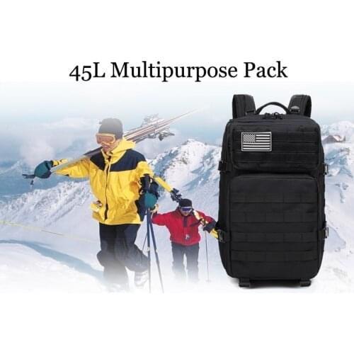 45L Large Capacity Tactical Backpack for Military Rucksacks for Outdoor Hiking Camping Trekking Fishing Multipurpose Pack