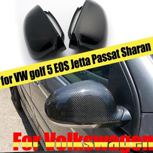 Replacement Black Side Mirror Cover Caps for Volkswagen VW Golf 5 MK5 Variant G-TI EOS Jetta Passat B5.5 B6 Sharan Skoda Superb
