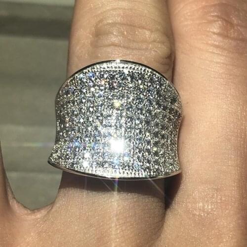 Handmade 925 Sterling Silver Gemstone Rings for Woman Shining 146pcs Simulated Diamond Rings Finger Jewelry anillos plata 925