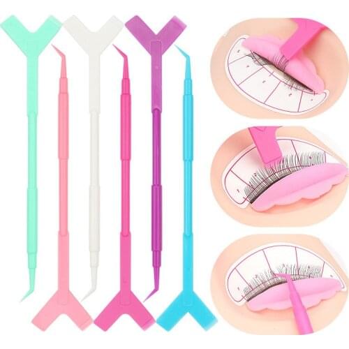 10Pcs 2 Way Plastic Eyelash Perming Stick Tool Lashes Extension Hot Glue Spoon Y Shape Comb Brush Lash Lifting Curler Applicator