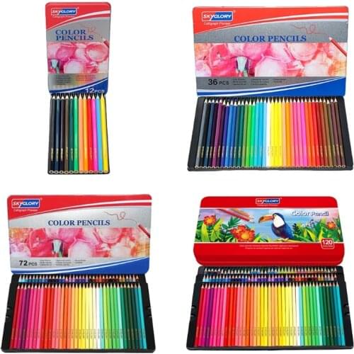 12/36/72/120Pcs Oily Color Pencil Set Thick Core Artistic Sketch Hand-Painted Colored Pen Kit for Coloring Drawing