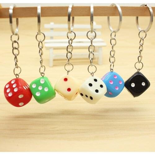 2pcs Keyfob Wallet Personality Creative Resin Holder Handbag Pendant Car Key Ring Dice Keychain Auto Accessories