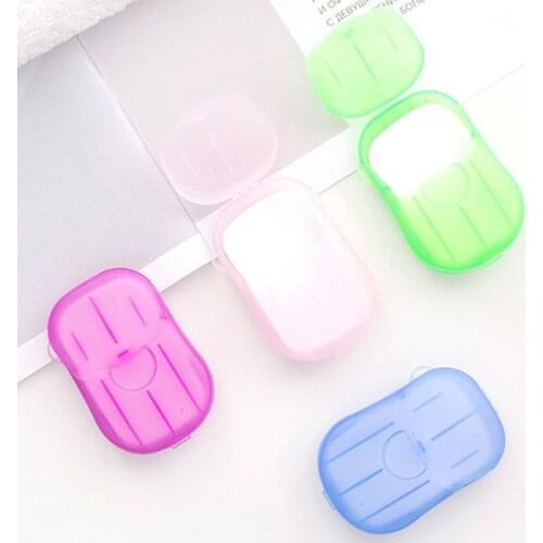 20pcs Colors Mini Boxed Disposable One-time Soap Paper Portable Hand Washing Box Scented Slice Sheets 6*4cm