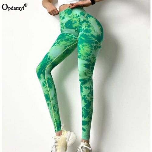 2021 Seamless Tie Dye Yoga Pants High Waist Printed Gym Lgeeings Women Workout Running Fitness Booty Scrunch Tights Yoga Pants