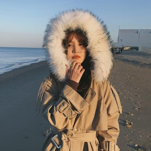 2021 Women Winter Coat Long Sleeve Hooded Cotton Thick Warm Coat Casaco Feminino Oversized Parkas Women Furry Inner Coat