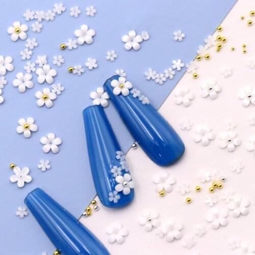 3D Pink Flowers Gold Silver Beads Jewelry Mixed Size Steel Ball Nail Supplies Manicure Charms Acrylic Nail For DIY Decorations