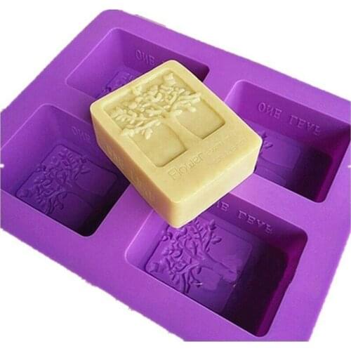 4 Hold Rectangle Tree Soap Mold Cake Mold Silicone Resin Mould Chocolate Mold