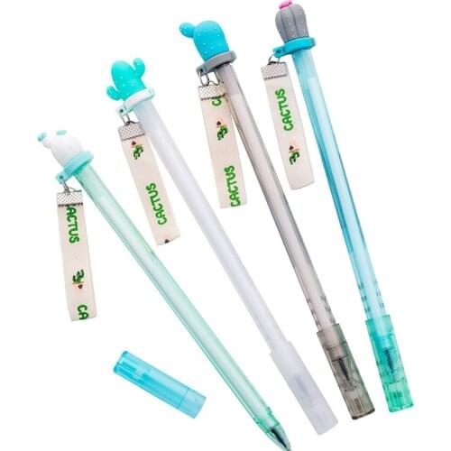 4pcs/lot cute cactus ribbon gifts pen transparent plastic gel pen best gifts for kids