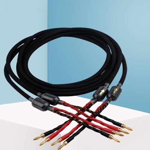 4N Oxygen Free Copper Speaker Cable HiFi Audio Line with Gold Plated Banana Plug Updated Version