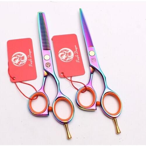 5.5Inch 16cm Purple Dragon Multi-color Thinning Scissors Cutting Shears Barber Shop Professional Hairdressing Scissors Set Z1014