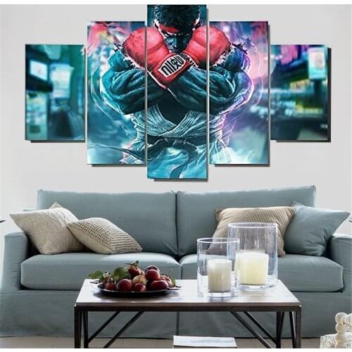 5 Piece Canvas Wall Art Prints Boxing King Modular Pictures Game Figure Posters Modern Home Living Room Decoration Paintings