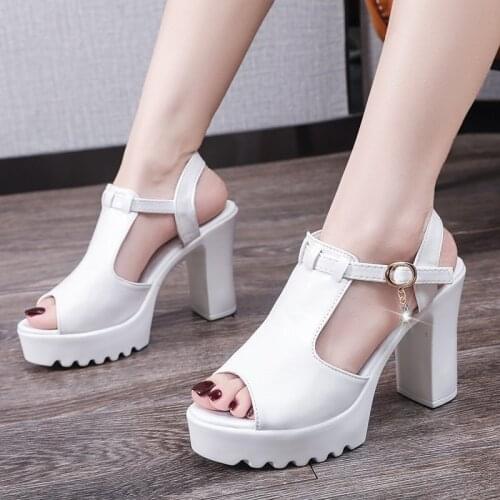 Ladies High Thick Heel Shoes Wedge Sandal With Platform Woman Summer Dress Sandals 2021 New Women Shoe Female 35 36 37 38 39 40